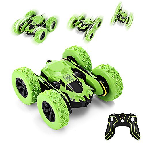 GBlife 2.4GHz RC Stunt Car Remote Control Monster Truck, Double Sided Rotating Tumbling High Speed Rock Crawler Vehicle for Kids, Boys Age 6, 7, 8, 9-12 Year Old (Green) (Green)
