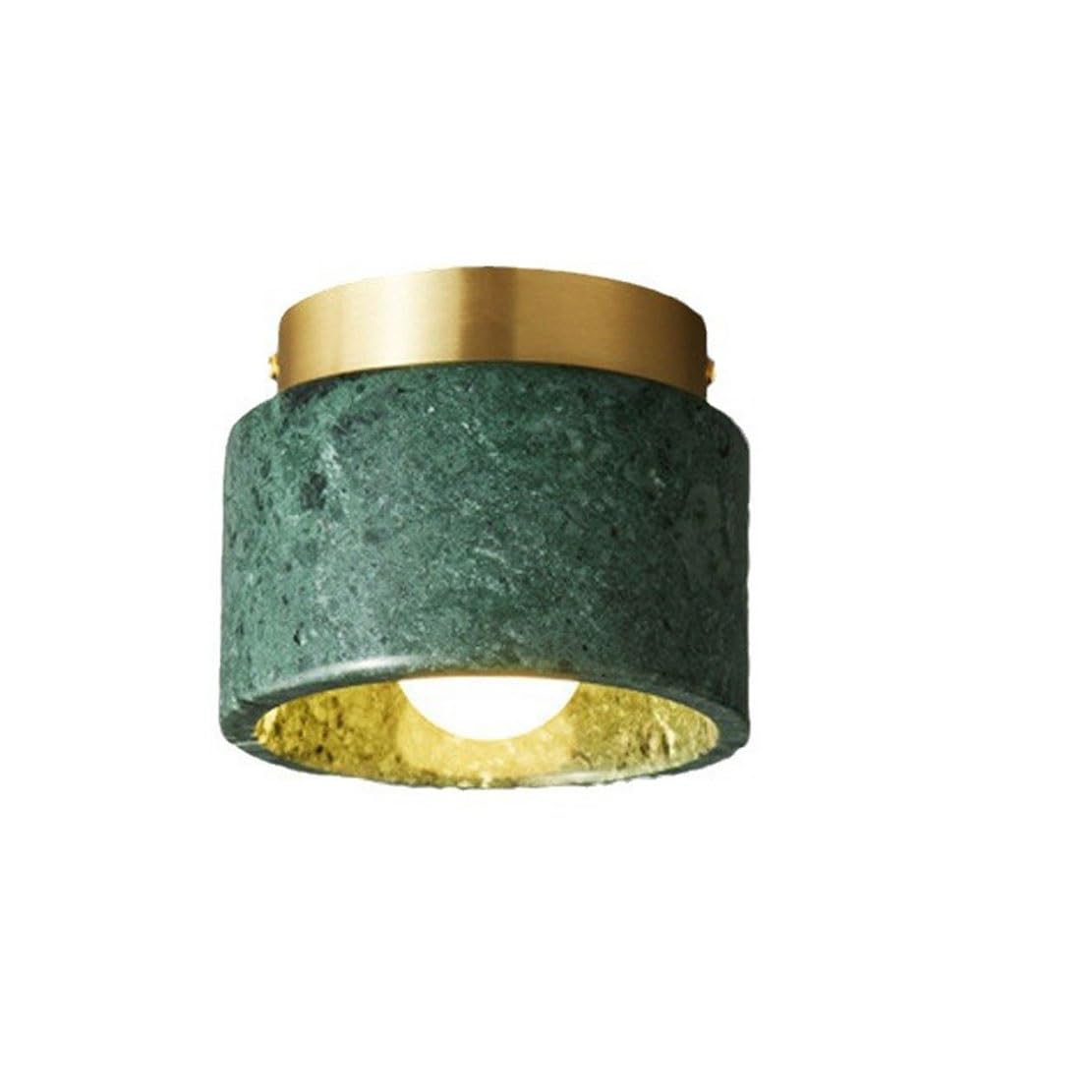 NHPJFDC Green Marble and Brass Semi Flush Mount Ceiling Light Vintage Modern Round E26 Small Accent Fixture for Hallway Bedroom Entryway Bathroom Living Room(Green)