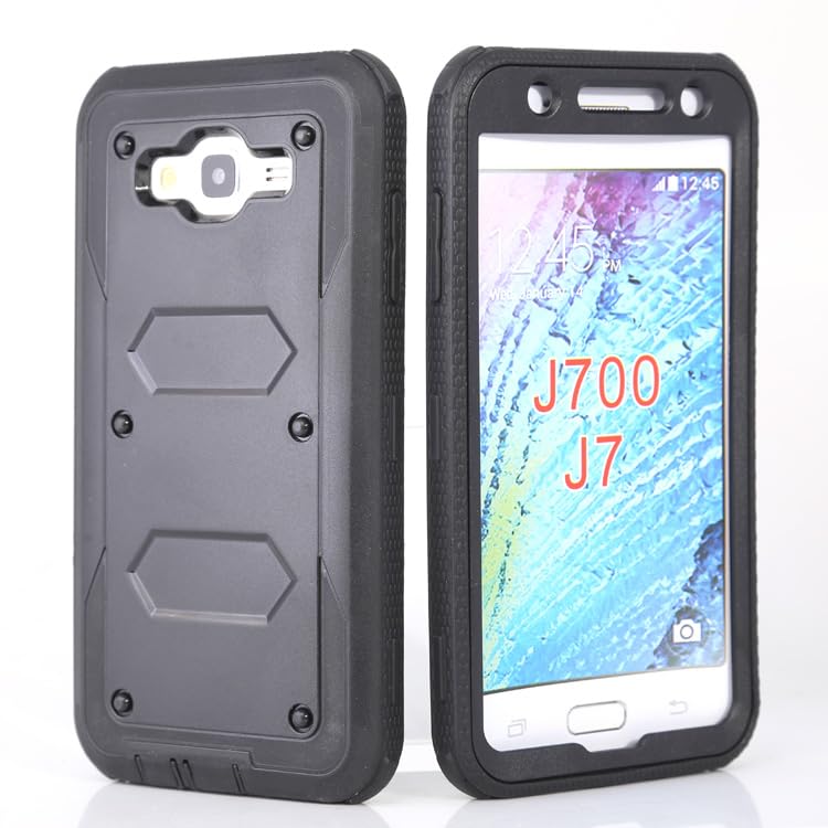 Asuwish Phone Case for Samsung Galaxy J7 2015/J7 Neo/J7 Nxt/J7 Core/7J Duos Cover Hybrid Shockproof Protective Cell Accessories Dual Layer Rugged Slim SM J700 J700P J700T J00T1 J700M Women Men Black