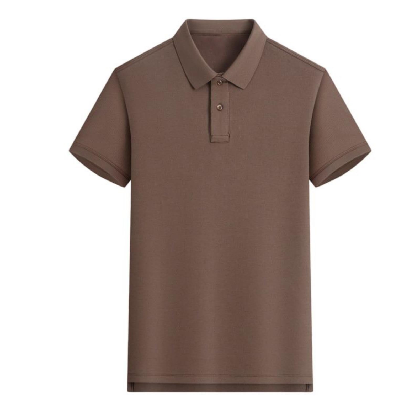 Męski bawełniany t-shirt z kołnierzem jednokolorowy krótki rękaw prosty krój luźny top do pracy