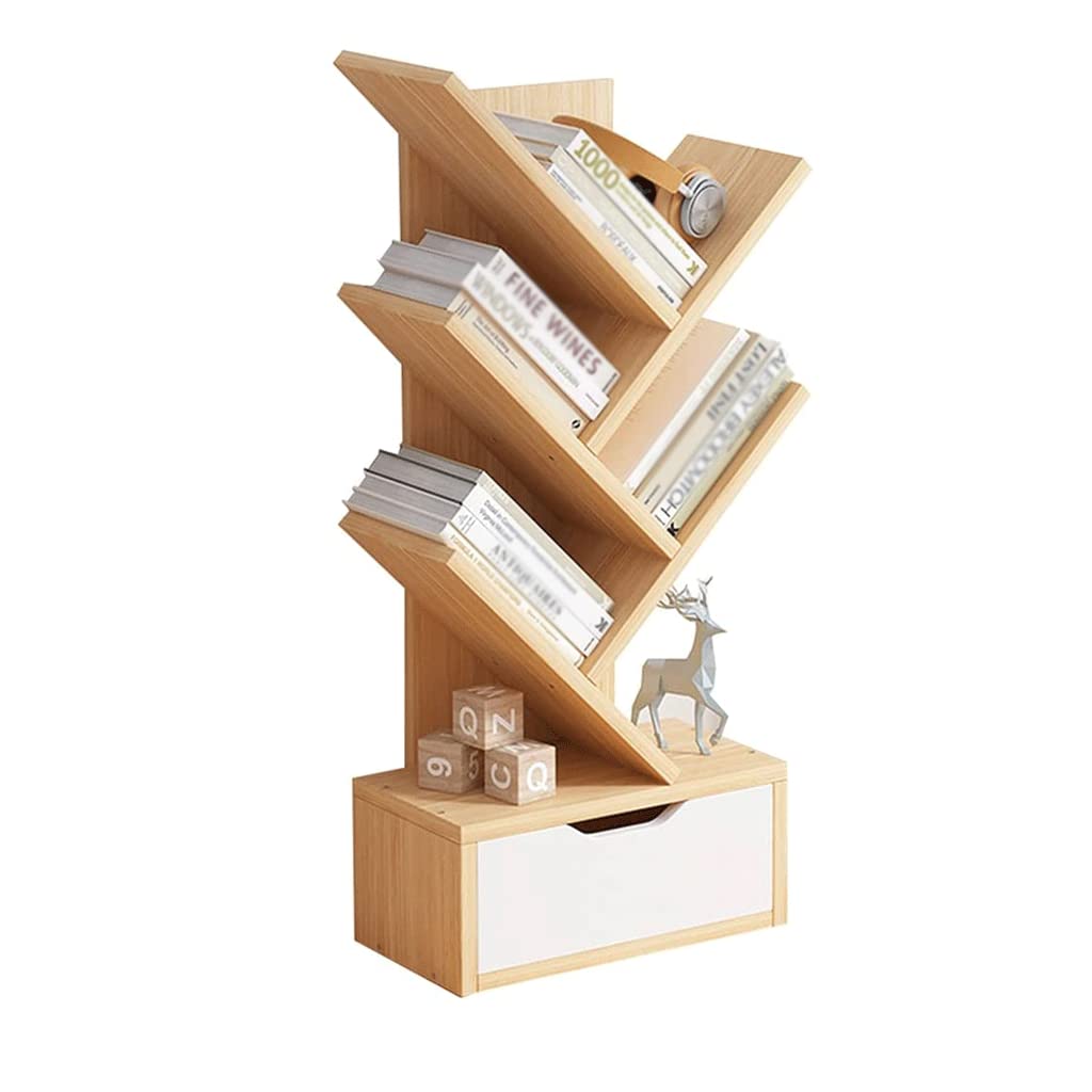 Libreria Scaffale da scrivania ad Albero autoportante con cassetto espositore Stretto per Piccoli spazi Organizzatore da scrivania in Legno Piccolo Alta capacità