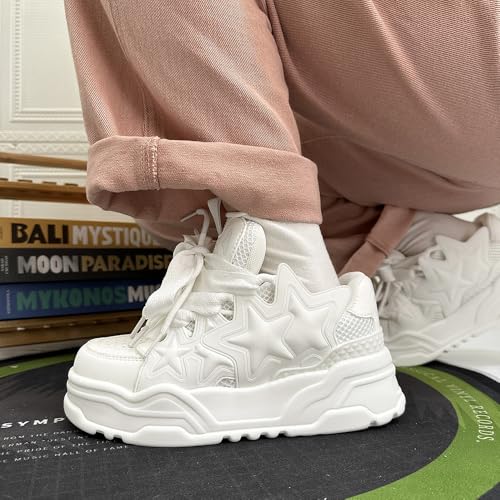 Cute Star Shoes for Women Chunky Platform Lace-up Comfortable Slip-Resistant Lightweight Soles Casual Sneakers Kawaii Y2K Retro Pretty Pastel Gifts for Girls4