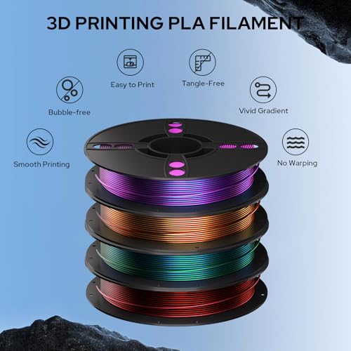 1.75 PLA Filament Bundle, Silk PLA Dual Color Coextrusion Filament, 3D Printer Filament Bundle, Accuracy+/- 0.02mm for Most FDM 3D Printers, 4 Spools 250g Each(2.2lbs) — view 3