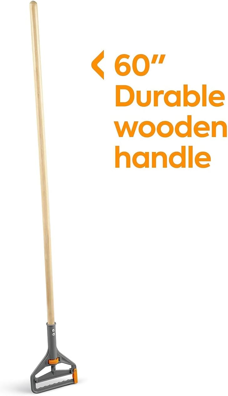 COASTWIDE Professional 60" Side Gate Wood Wet Mop Handle, Plastic Head