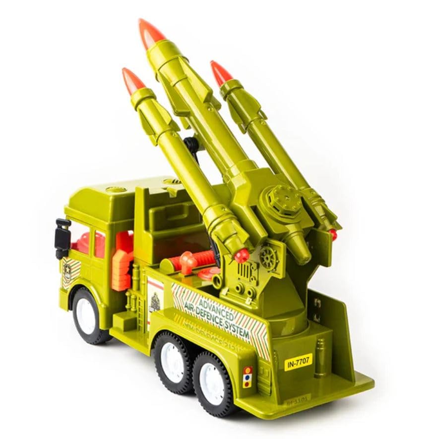 Image of SHIPEASE Friction Powered Military Truck with Missile Launcher for 3+ Year Kids Boys Girls Army Force Toy Truck Pull Back Vehicles Toys(Multicolor)