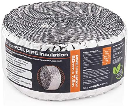 SuperFOILPipe Insulation 80mm x 7.5m - Pipe and Duct Lagging Foil Wrap