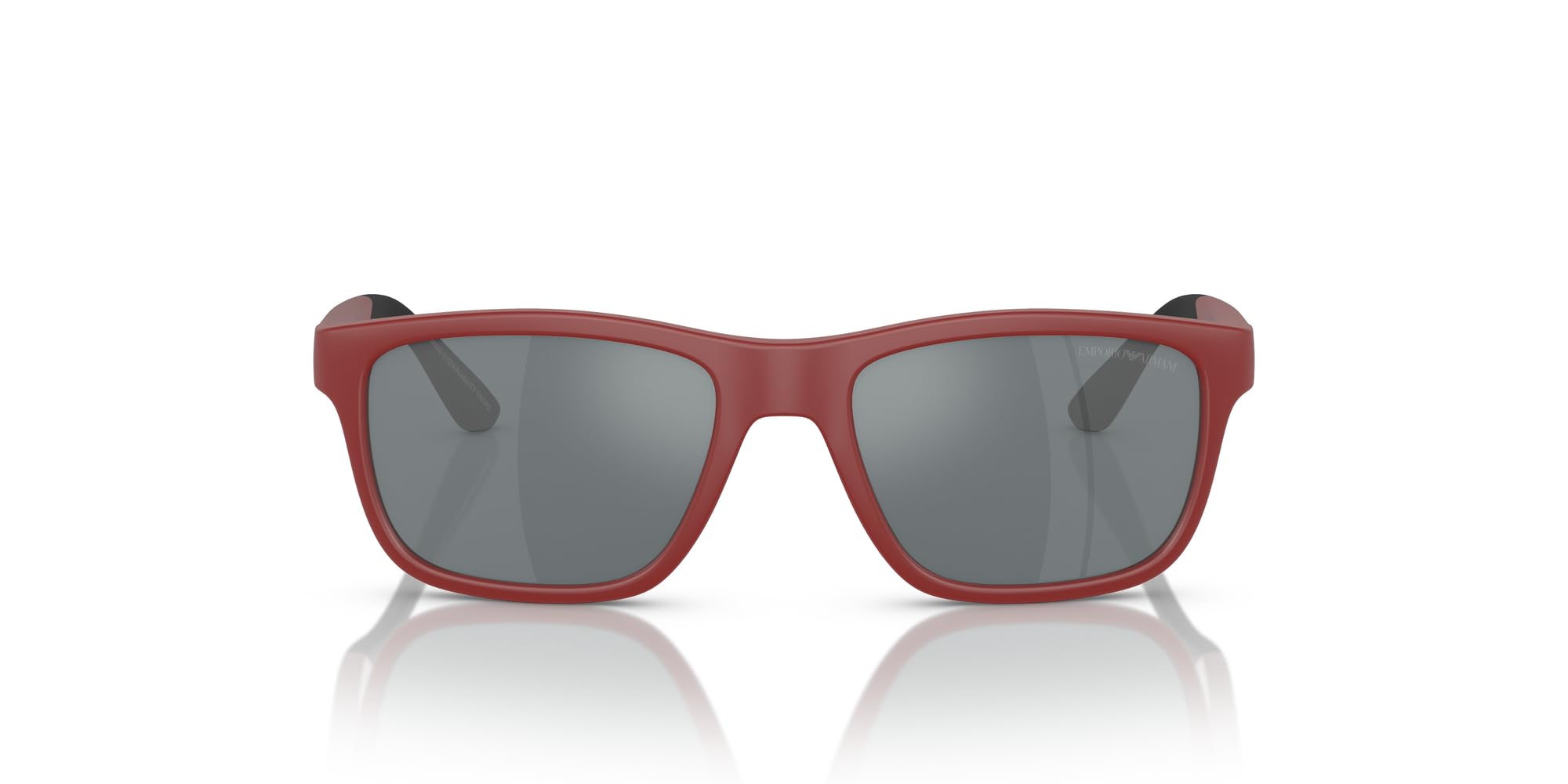 Emporio Armani Boys' EK4002 Square Sunglasses, Matte Red/Grey Mirrored Black, 48 mm