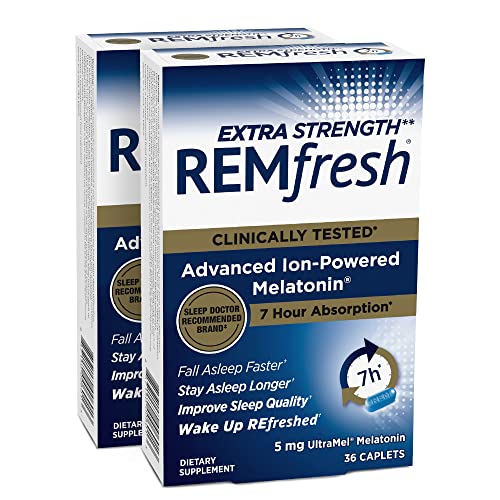 REMfresh Extra Strength 5mg Melatonin Sleep Aid Supplement (72 Caplets Total) | Sleep Supports Immune Function | #1 Doctor Recommended | Pharmaceutical-Grade, Ultrapure Melatonin