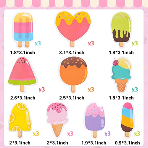 30 Pack Ice Cream Sticky Notes, Total 600 Sheets