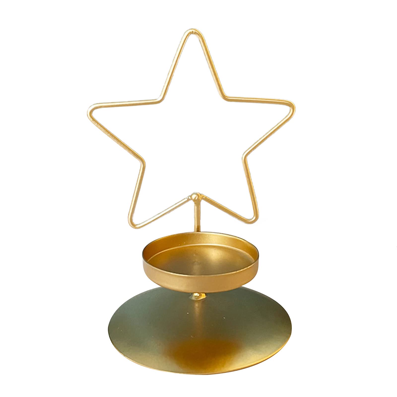 Buxuaaaa Gold Christmas Candlestick Decoration Metal Holder Star Elk Tree Shape Candlestick Ornament Table Home Decoration Stands For Pillar Candles Decorative