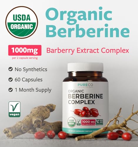 PURE CO Certified Organic Berberine Capsules