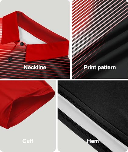 ZITY Mens Golf Shirt Short Sleeve Sport Moisture Wicking Performance Print Golf Polo Shirts for Men Global Recycled Stan