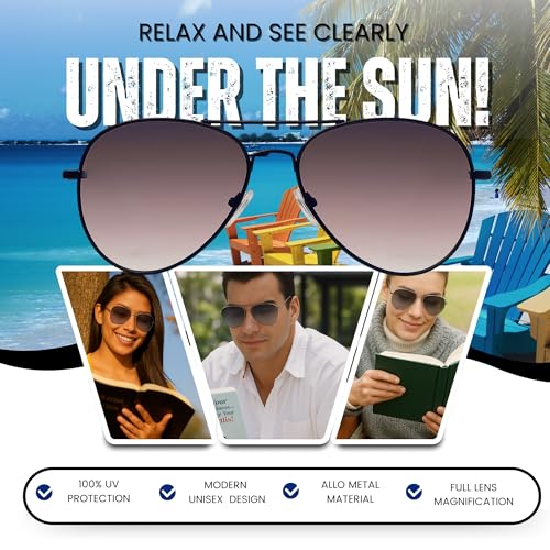 Image of proSPORT Reading Sunglass Tinted FULL LENS Sun Reader Glasses Aviator Large Men Women NOT BIFOCAL