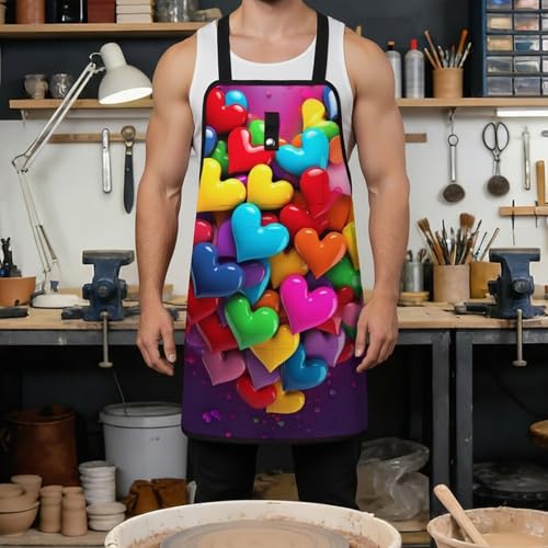 Delantal de Trabajo con Corazones y 8 Bolsillos Ajustable miniatura 4