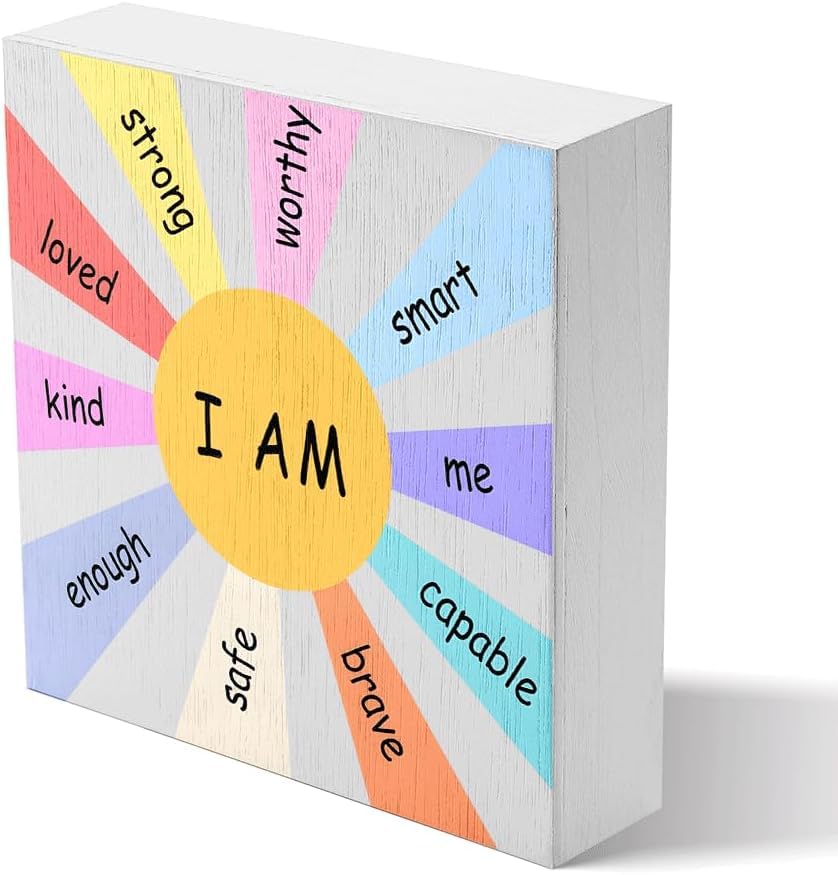 I Am Kind I Am Smart I Am Brave Motivational Affirmation Cheer Up Gifts Wood Box Sign Farmhouse