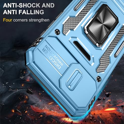 Image of Slide Camera Cover with Ring Holder Mobile Phone Case Cover for iPhone 16e (Blue)