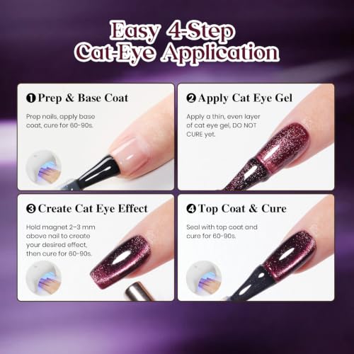 Image of Beetles Purple Cat Eye Gel Nail Polish, Plum Fizz 15ml Magnetic Nail Gel