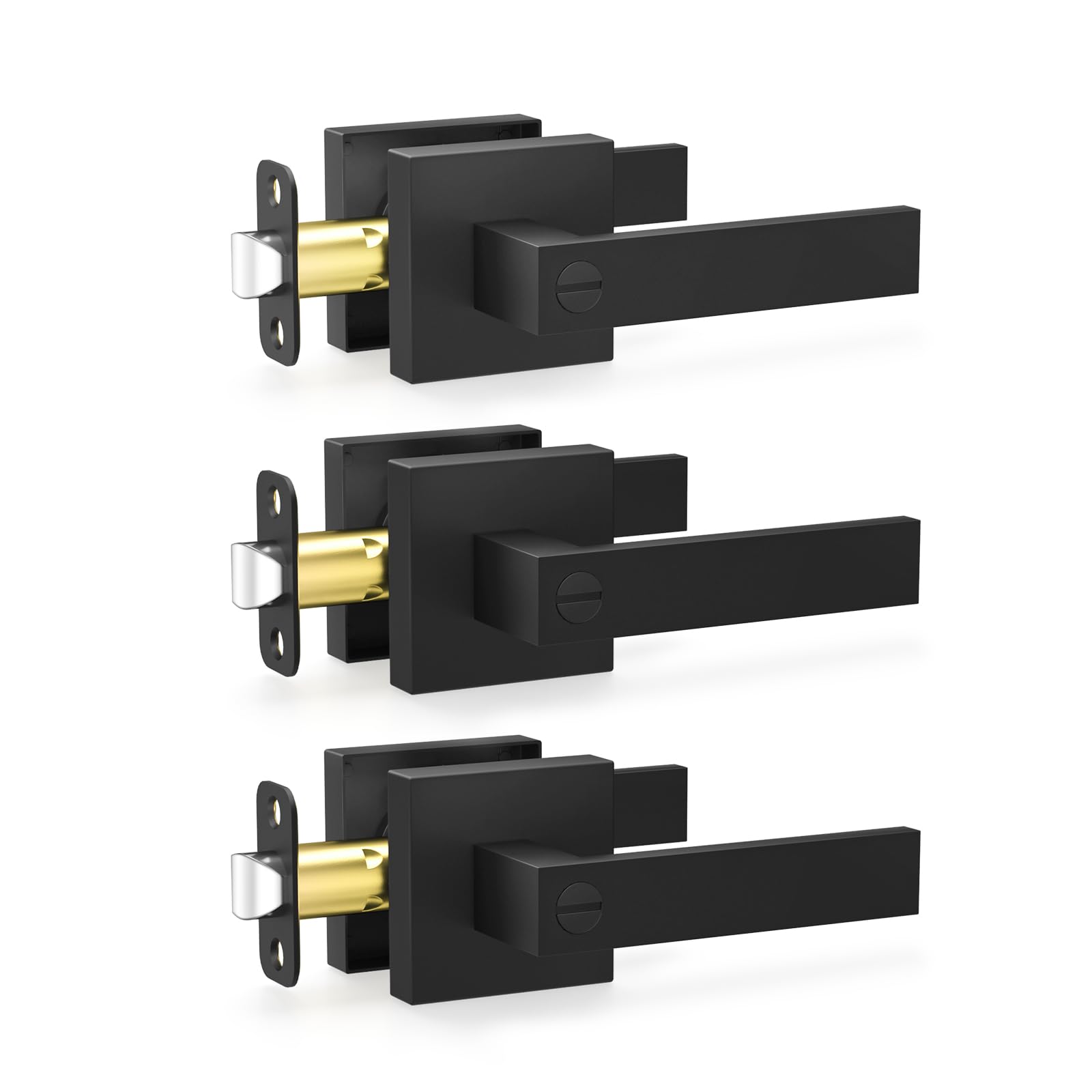 Satin Brass Door Knobs - 10 Pack Privacy Locks -11