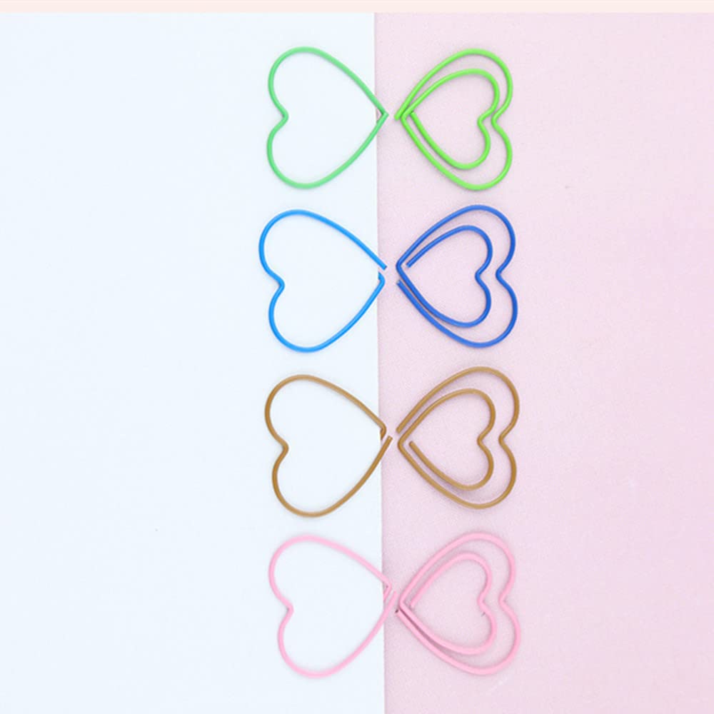 Lot de 100 trombones en forme de cœur, jolis marque-pages en métal, dans une boîte transparente