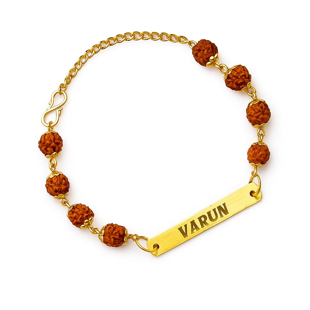 Customized Name rakhi for Brother| Rakshabandhan Metal Name Rudraksha Bracelet | Metal Personalized Stylish Rakhi-image-14