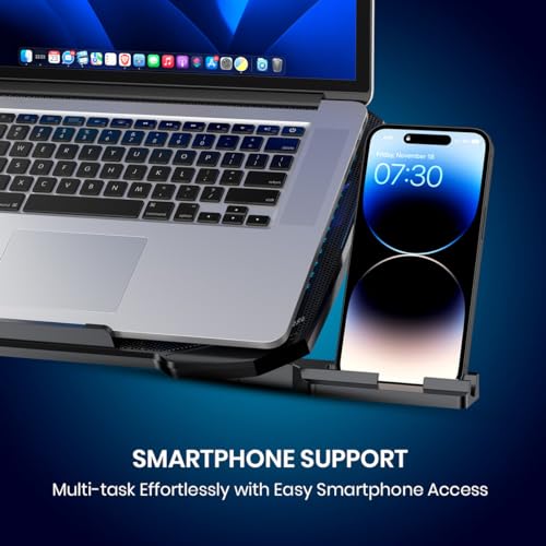 Portronics My Buddy Air 4 Laptop Cooling Pad with Triple Cooling Fans, Multi-Level Height Adjustable, Mobile Holder, USB Powered, Metal Mesh Grill,... - Image 5