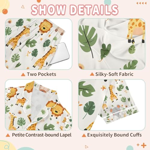 senya Cute Animals A Satin Summer Pajama Sets Silk Short Sleeve Button Down Sleepwear3