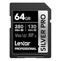 Lexar SILVER PRO SD Karte 64GB, UHS-II SD Speicherkarte, V60, U3, C10, bis zu 280MB/s Lesen, 130MB/s Schreiben, SDXC-Karte für DSLR/Kamera/Fotografen/Videofilmer/Enthusiasten (LSDSIPR064G-BNNAA) – Ansicht 1