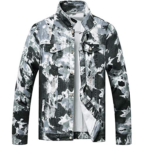 LZLER Men's Denim Jackets Distressed Destroyed Classic Vintage Slim Fit Ripped 2025 Fashion Trendy Trucker Jean Jackets