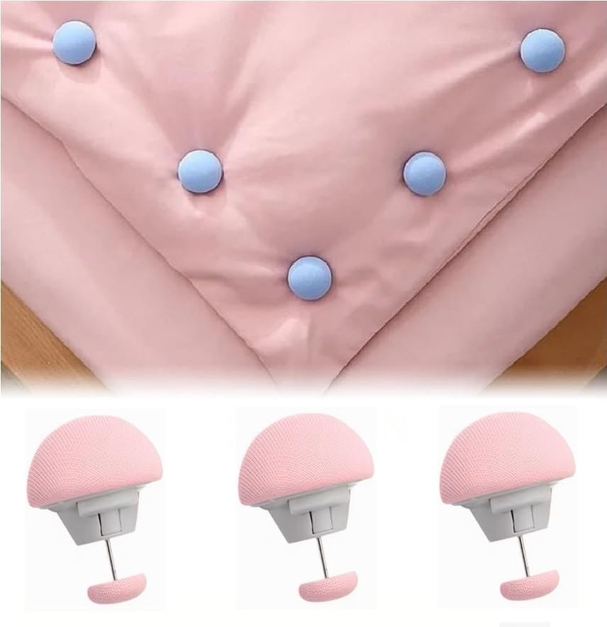 DLEST Bed Sheet Clips, Duvet Cover Holding Fasteners, Cotton Quilt Fixer, Rust Proof Curtains or Bedding Accessories from Shifting (Pack of 3) (Pink)-image-15