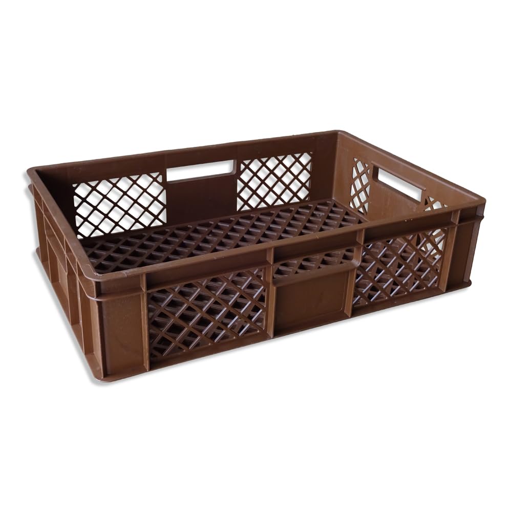 kanister-vertrieb® 5er SET Bäckerkisten 600x400x150mm, Bäckerkiste, Brotkiste, Brotkörbe, Brötchenkiste, Aufbewahrungsbox offen, 60x40x15cm, Stapelbehälter, Eurobehälter, Stapelkisten braun