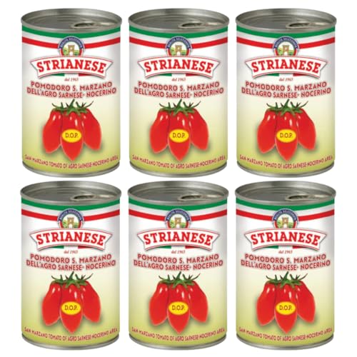 San Marzano Tomatoes Strianese Prized Tomatoes with 10+ Vitamins and Minerals Favourite Tomatoes Among Chefs (6x400g)