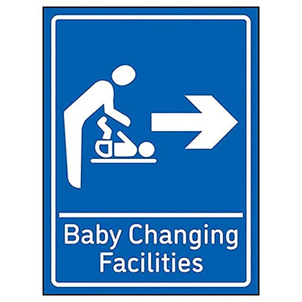 V Safety Baby Changing Facilities Arrow Right - 150mm x 200mm - Blue 1mm Rigid Plastic