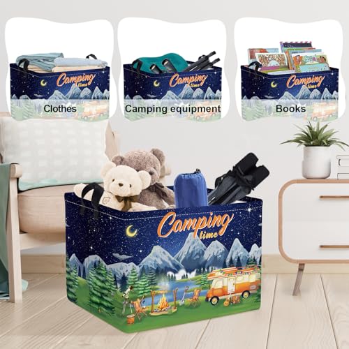 Clastyle-Black-Night-Camping-Storage-Basket-Clothes-Toy-Tool-Food-Picnic-Basket-Outdoor-Beach-Pool-Towel-Basket-Rectangle-Moutain-Lake-Fir-Tree-Caravan-Bin