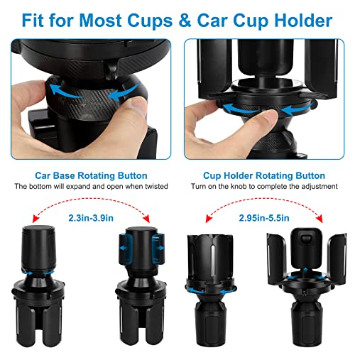 Accmor Car Cup Holder Expander Adapter, Upgraded Universal Car Cup Holder Expander Compatible With Yeti, Hydro Flasks, Camelbak, Nalgene, Fits Less Than 5.51" Large Bottles & Mugs #TOP3