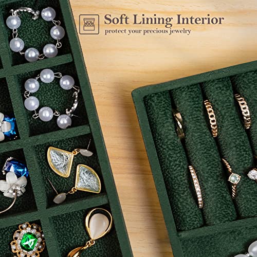 Image of ProCase Stackable Jewelry Organizer Trays for Drawers, Jewelry Drawer Inserts Container Display Case Storage for Earring Necklace Rings Bracelet with Removable Dividers -Green, 4 Layers