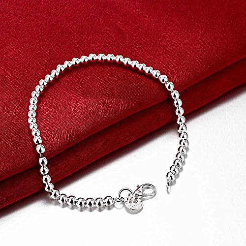 Cutesmile Fashion Jewelry 925 Sterling Silver 4Mm Lucky Round Beads Bracelet For Women And Girls #TOP4