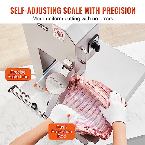 VEVOR Kommerzielle Fleischknochen Sägemaschine 2200 W, 1000 kg/h Knochenschneidemaschine Gefrorene Fleisch Knochen Schneidemaschine, 0-180 mm Einstellbare Dicke Knochensäge 470 x 530 mm Arbeitstisch