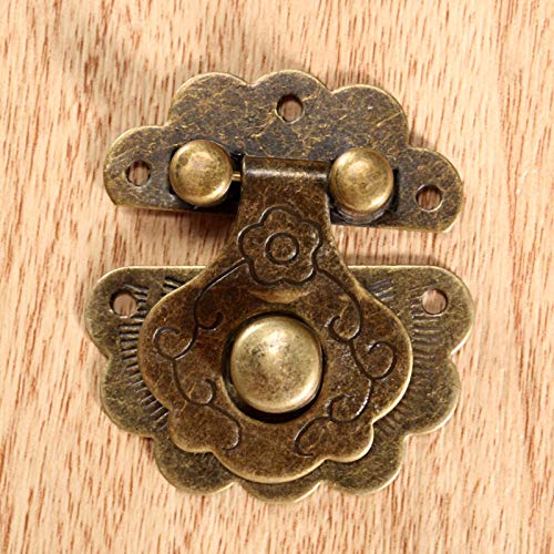 Image of 1Pc Antique Brass Vintage Hasps Decorative Jewelry Gift Wooden Box Hasp Retro Suitcase Latch Hook with Screws 40x36mm