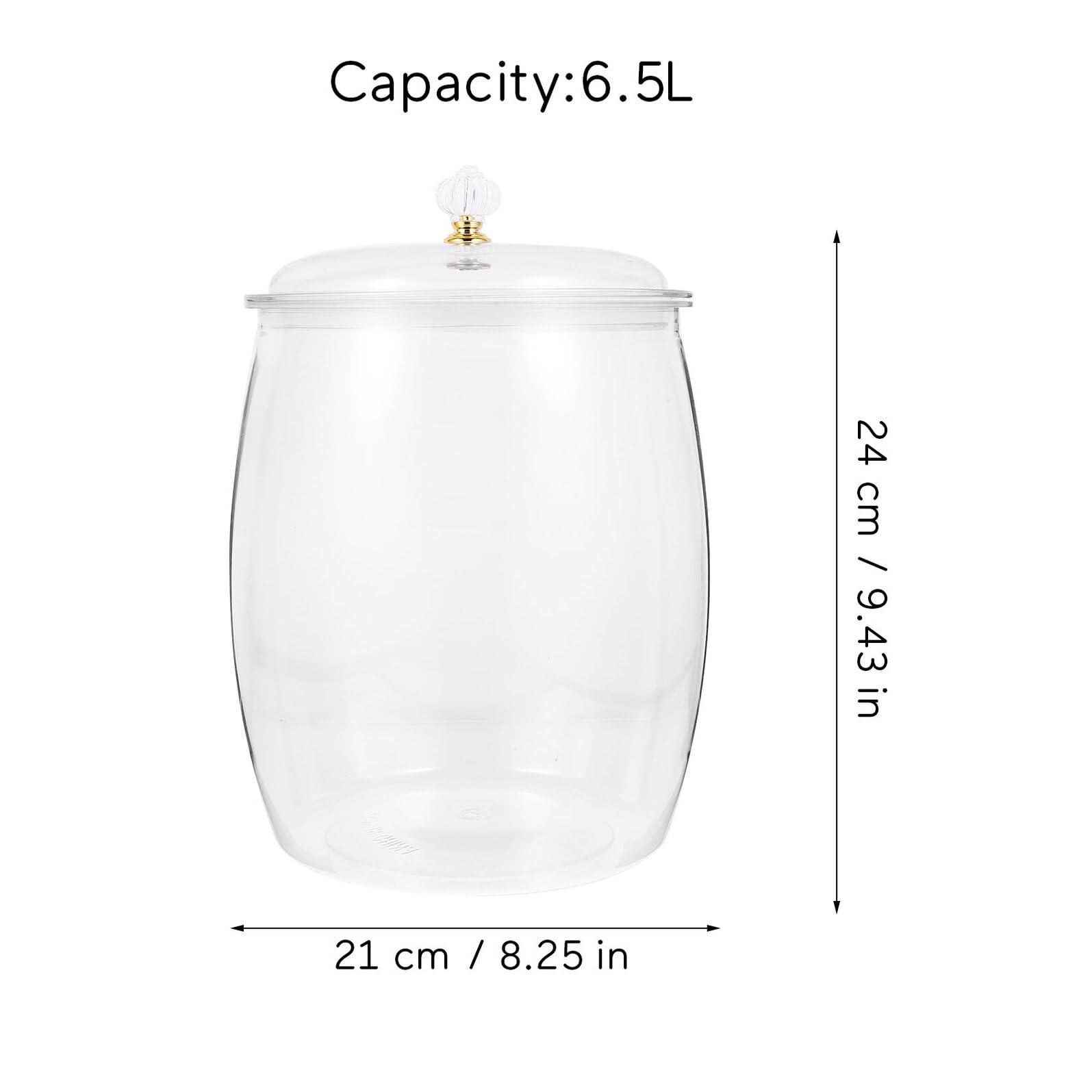 Veemoon Frasco Hermético Transparente de 65L para Alimentos y Fermentación Tarro Multiusos para Encurtidos Granos y Verduras Recipiente de Almacenamiento para Cocina y Despensa
