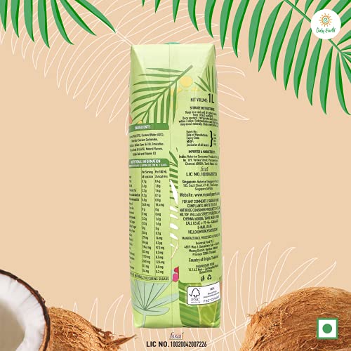 Image of Only Earth Coconut Drink | Best for Coffee, Tea, Cereals, Shakes or As Is | 40% Coconut Water + 59% Coconut Milk | | Dairy Free | Unsweetened | Plant-Based | Source of Calcium | Preservatives Free | No Added Sugar | No Trans-Fat |Thai Coconuts