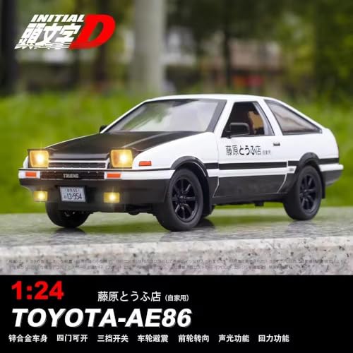 Image of Exclusive Alloy Metal Pull Back Die-Cast Car Diecast Metal Pullback Toy Car with Openable 6 Doors,Light Music Boys Gifts Toys (1:24 AE86-White Color)