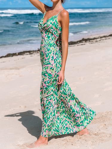 Image of CUPSHE Women's Maxi Dress Floral Print Twisted V Neck Sleeveless Long Dress Summer Casual Dress