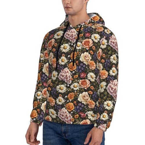 Hoodies For Men - Elegant Daisy Flowers Print Long Sleeve Casual Men'S Hoodies & Sweatshirts Pullover With Pocket3
