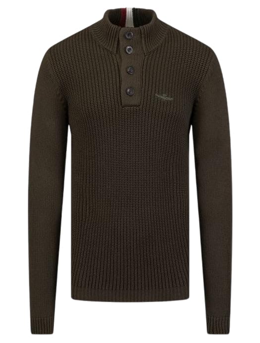 Pull Aeronautica Militare Dark Musk à quatre boutons élégant pour homme