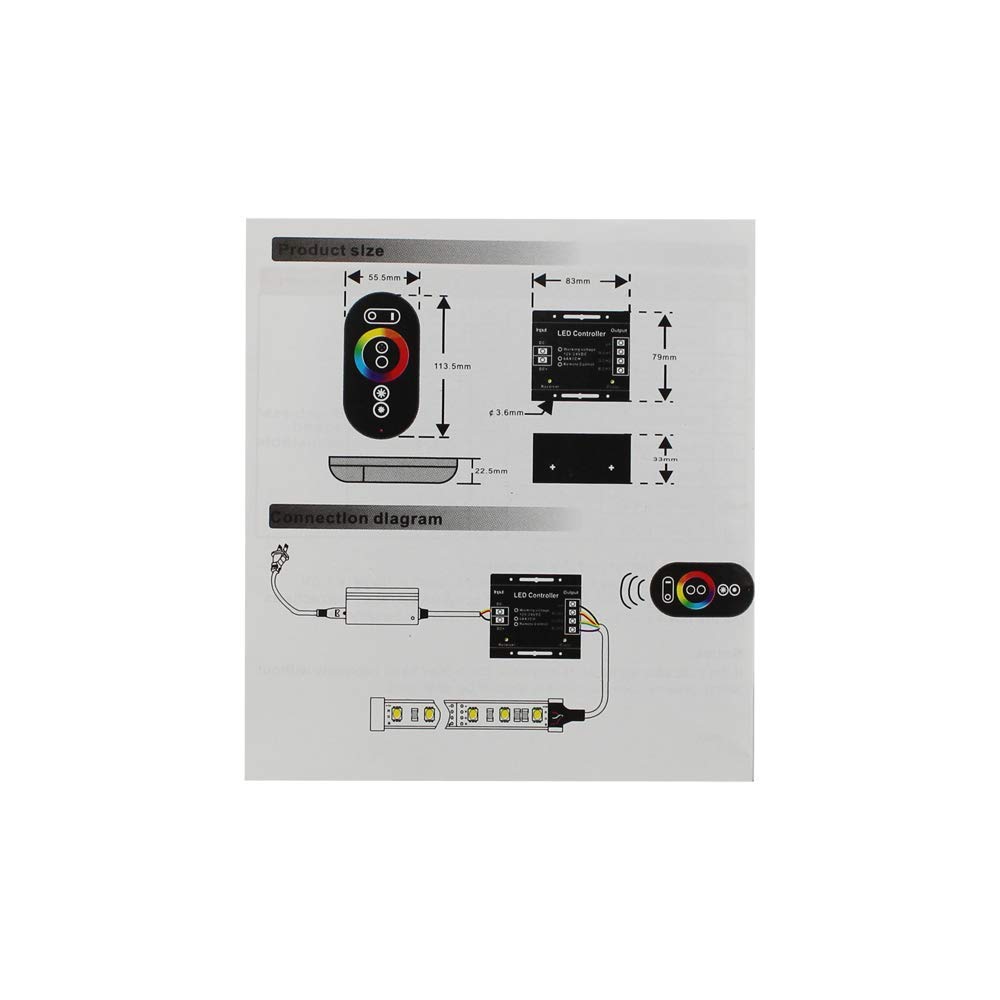 PB-Versand RGB LED Touchdimmer Dimmer 12V - 24V Schalter zum dimmen Touch-Technik Regler Dimmschalter für Streifen Strip Lichtleisten LED-Leisten (Packung mit 2)