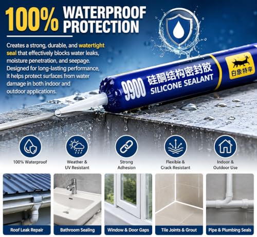 Image of Waterproof Silicone Sealant Adhesive for Roof & Leakage Repair | Weather Resistant |Waterproof Silicone Sealant for Roof,Concrete, Metal, Steel, Aluminum, Tiles & Water Tank (750gm)