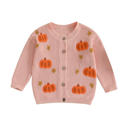 Toddler Baby Girl Boy Halloween Sweater Cardigan Pumpkin Long Sleeve Button Down Knitted Jacket Coat Fall Clothes