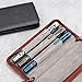 Lanxivi Genuine Leather Fountain Pen Case 3 Divided Slots Black Color, Zippered Pen Case Pouch, Handmade Display Holder for Rollerball Pen