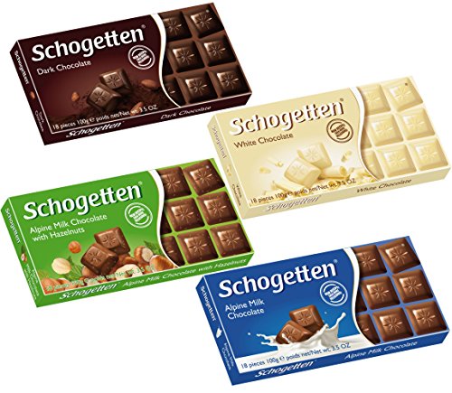 Schogetten Top Selling German Assorted Chocolates, Variety Pack (Bundle of 4 chocolates)