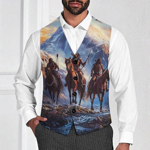 Ea-gles Indian Native USA Horse Men's Suit Vest Slim Fit Business Dress Party Pattern Waistcoat Vest Top2